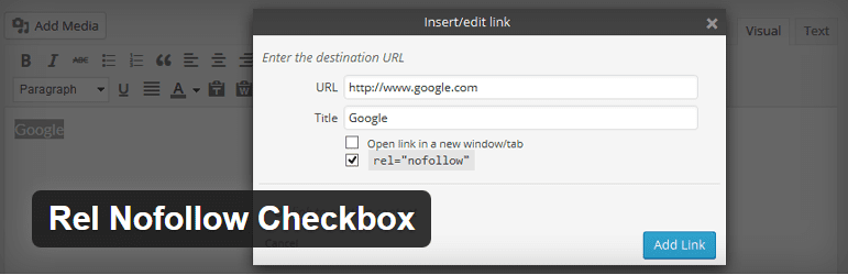 WordPress Rel Nofollow Checkbox Plugin