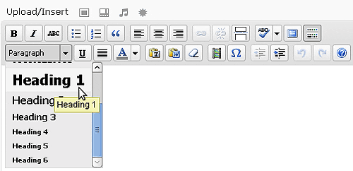 Selecting a heading in WordPress Selecting a heading in WordPress